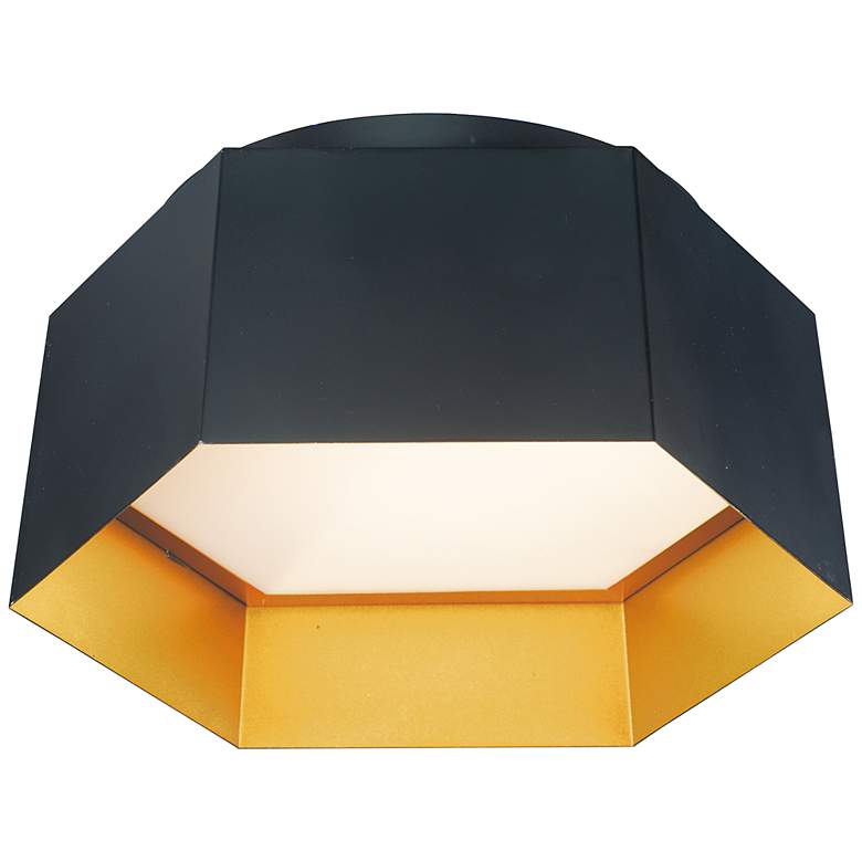 Image 2 Maxim Honeycomb 16" Wide Black and Gold Modern LED Ceiling Light