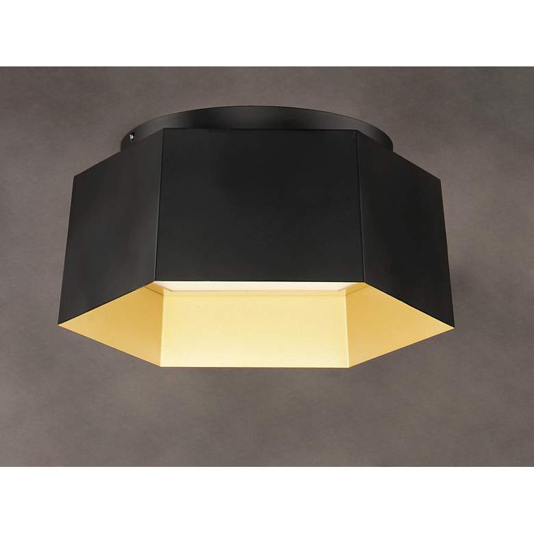 Image 3 Maxim Honeycomb 16" Wide Black and Gold Modern LED Ceiling Light more views