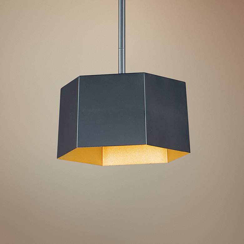 Image 1 Maxim Honeycomb 9" Wide Black Gold LED Geometric Mini-Pendant Light