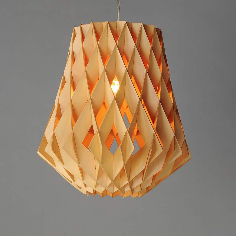 Image 1 Maxim Horgen 14" Wide Uddo 1-Light Modern Wood Pendant Light