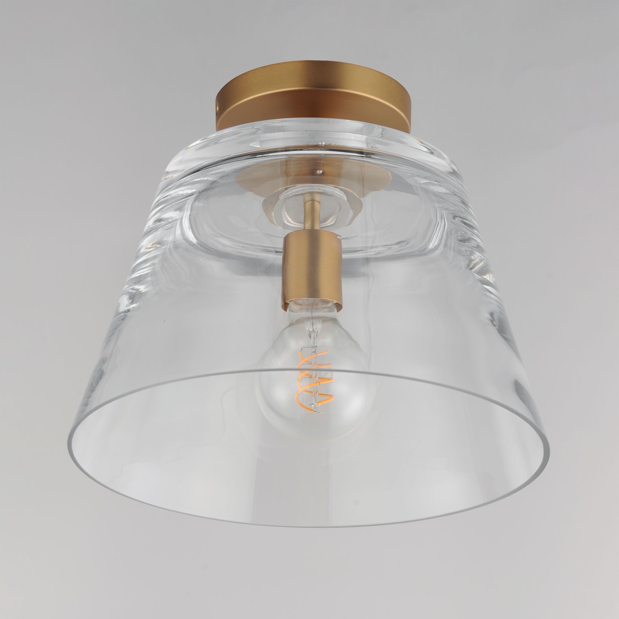 Image 4 Maxim Hudson 12" Clear/Natural Aged Brass 1-Light Semi-Flush Mount/Pendant more views
