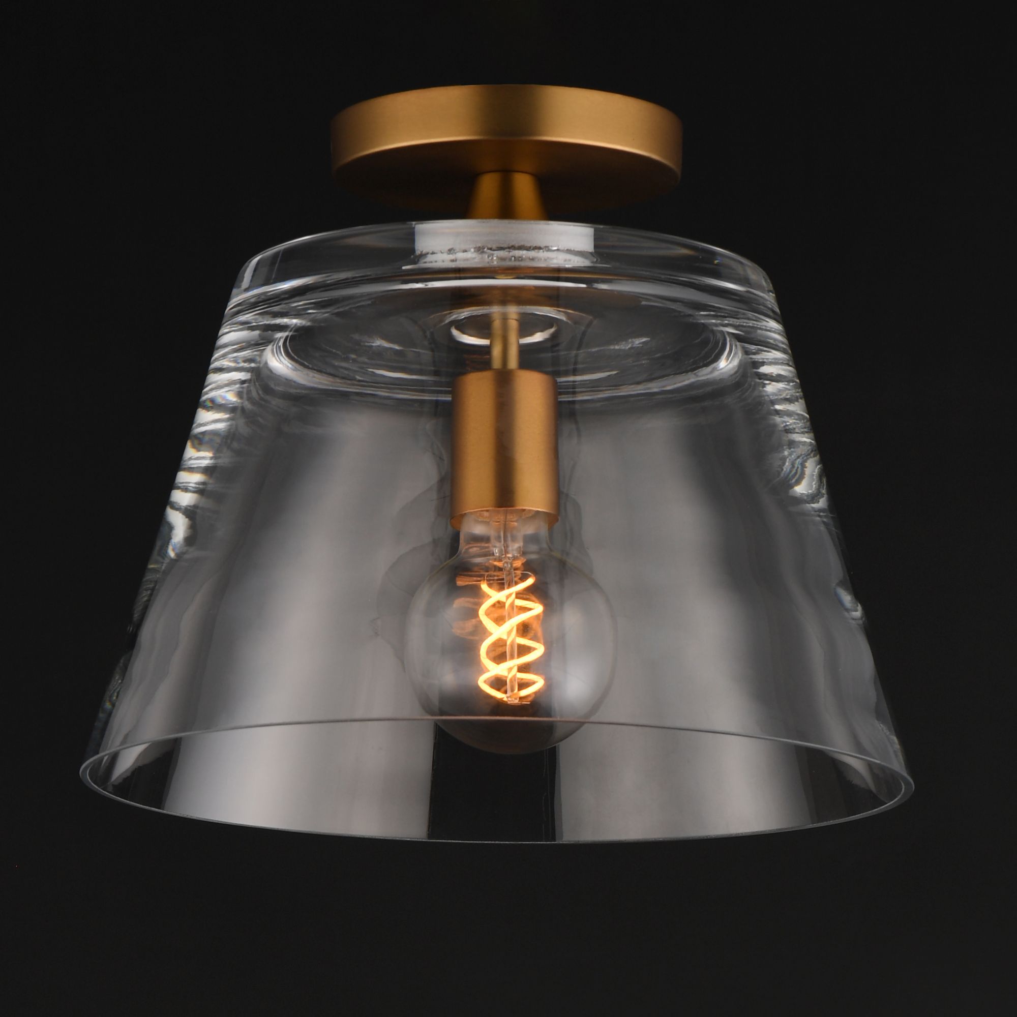 Image 5 Maxim Hudson 12" Clear/Natural Aged Brass 1-Light Semi-Flush Mount/Pendant more views