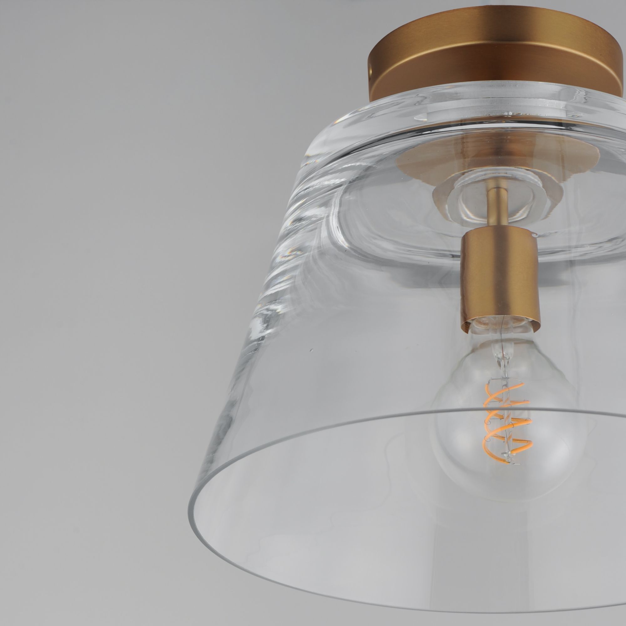 Image 6 Maxim Hudson 12" Clear/Natural Aged Brass 1-Light Semi-Flush Mount/Pendant more views