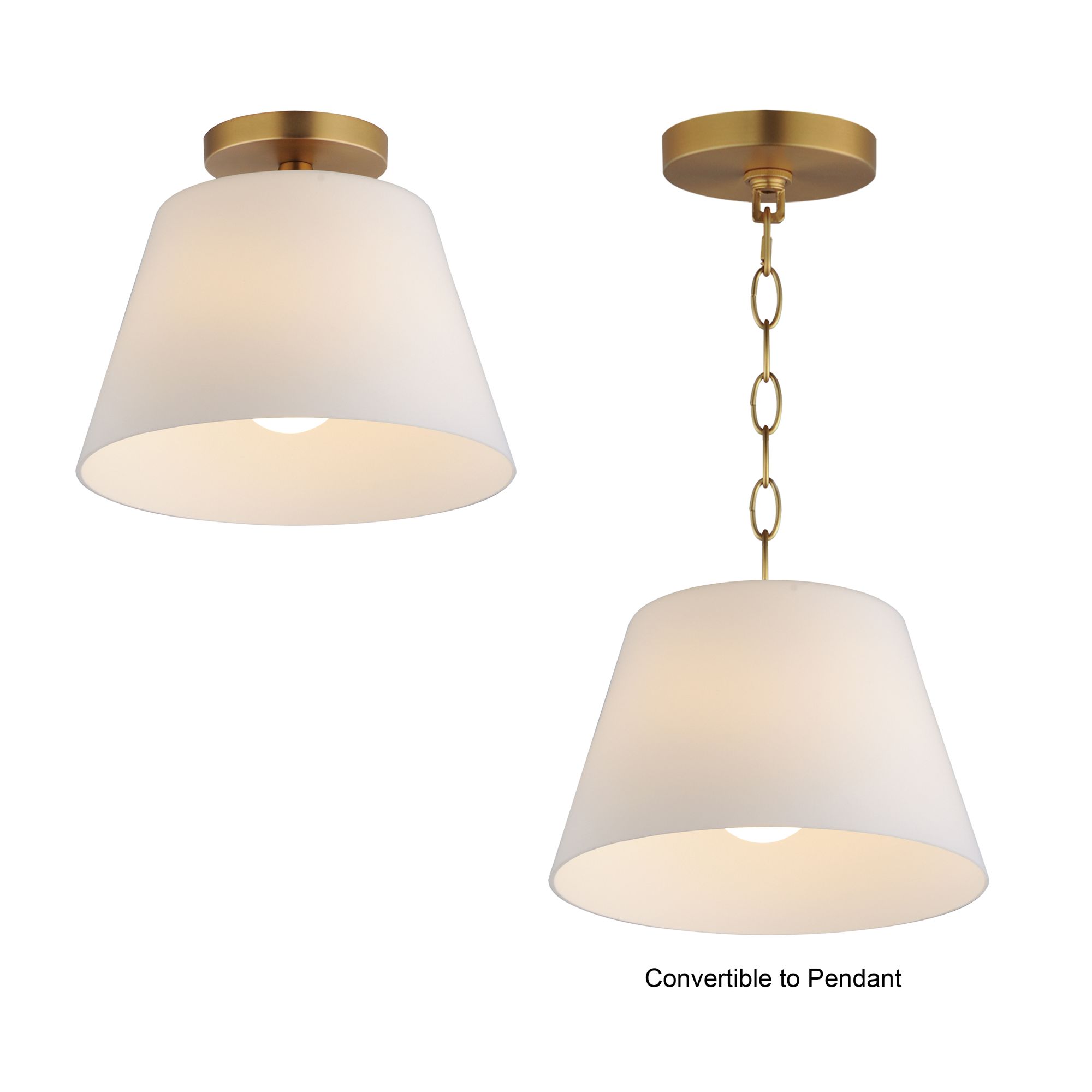 Image 3 Maxim Hudson 12" White/Natural Aged Brass 1-Light Semi-Flush Mount/Pendant more views