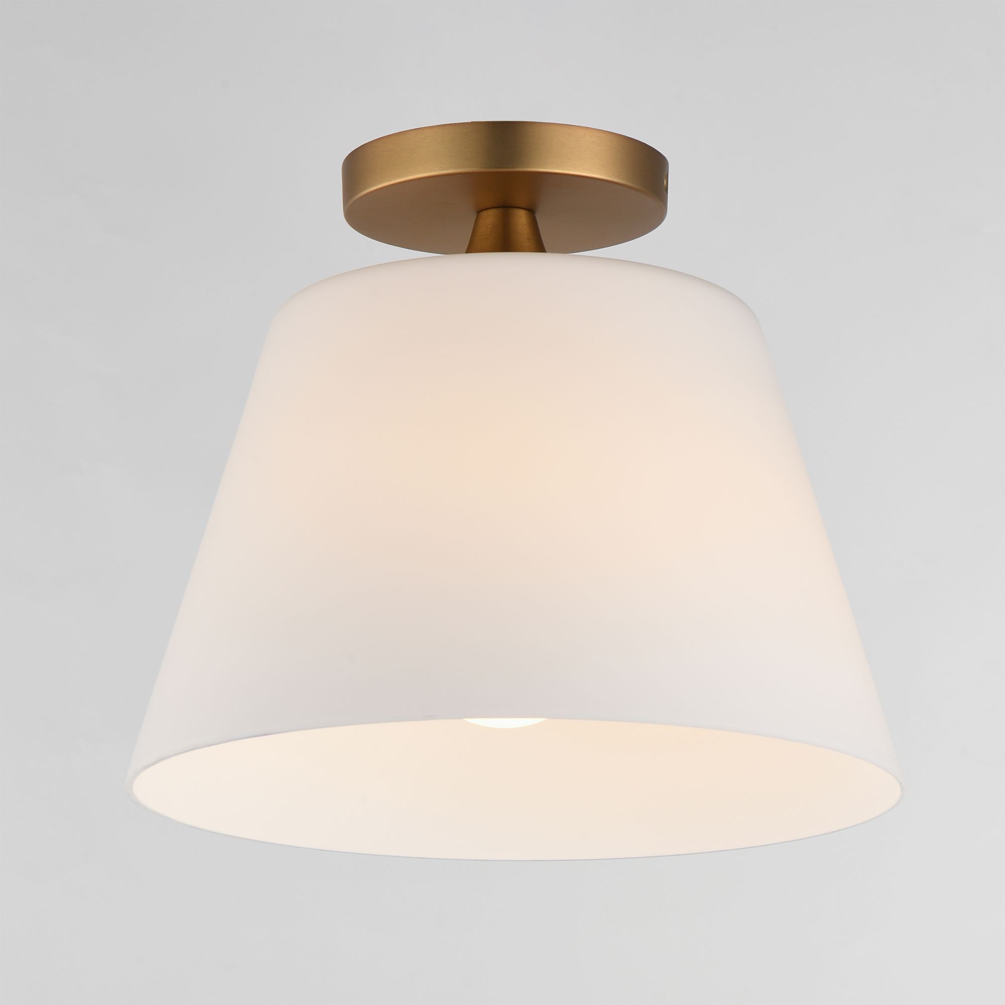 Image 4 Maxim Hudson 12" White/Natural Aged Brass 1-Light Semi-Flush Mount/Pendant more views