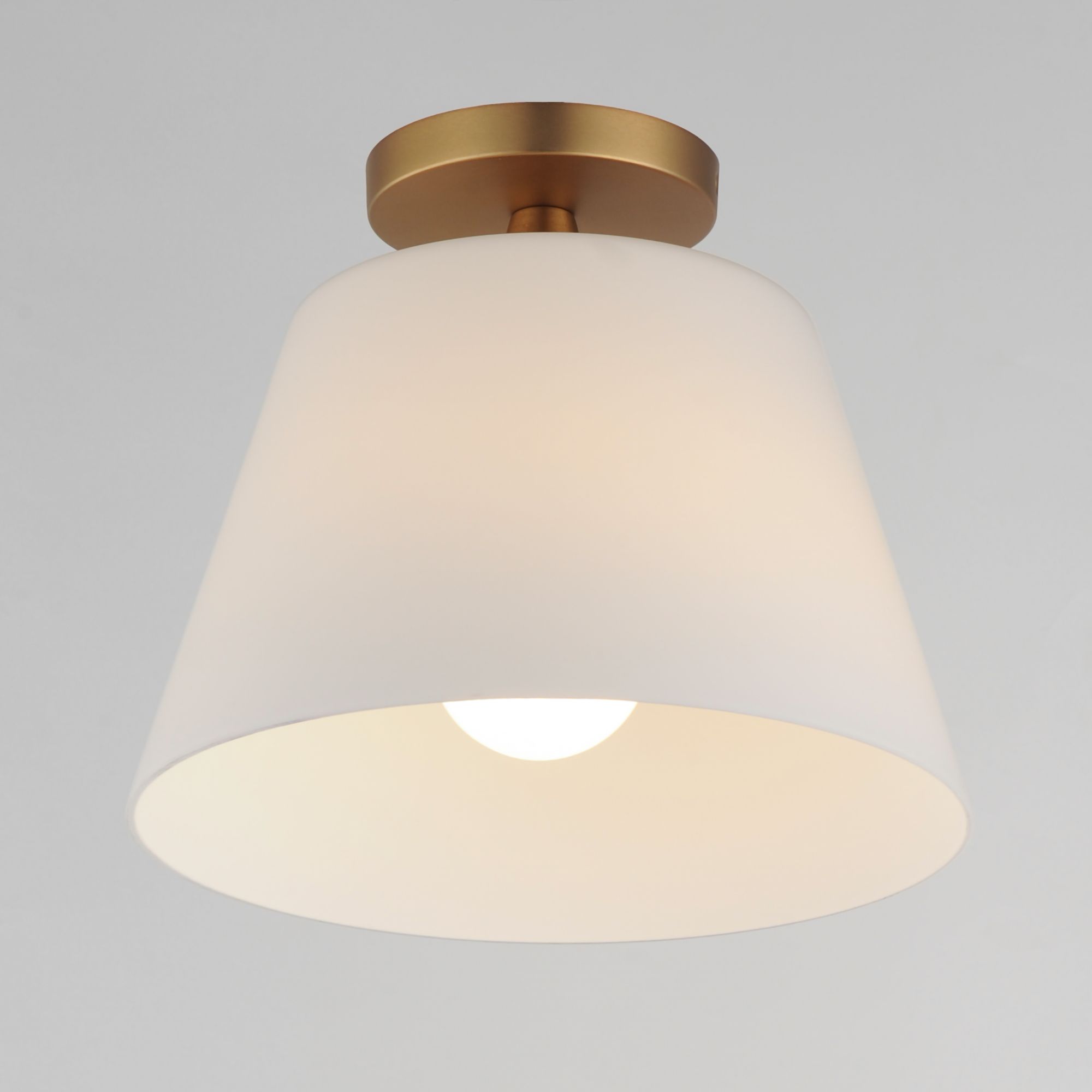 Image 5 Maxim Hudson 12" White/Natural Aged Brass 1-Light Semi-Flush Mount/Pendant more views