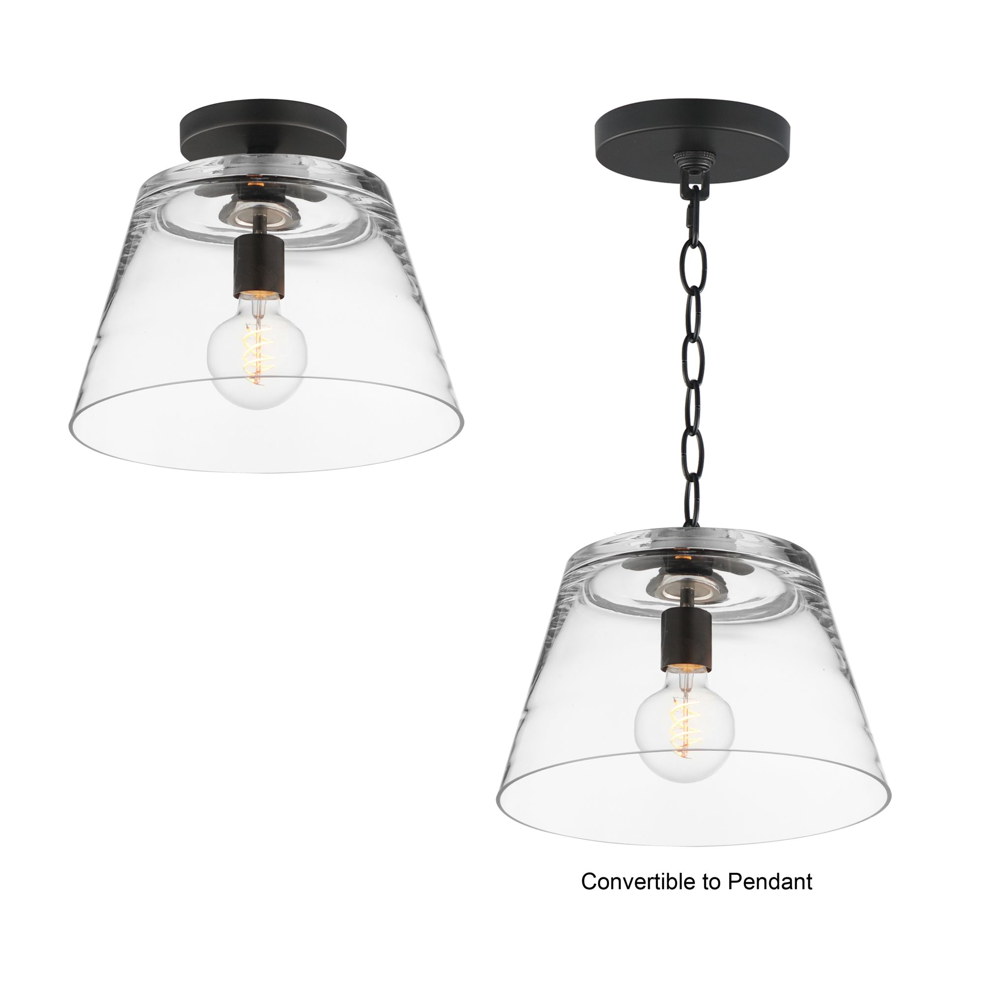 Image 3 Maxim Hudson 12" Wide Clear/Black 1-Light Semi-Flush Mount/Pendant more views
