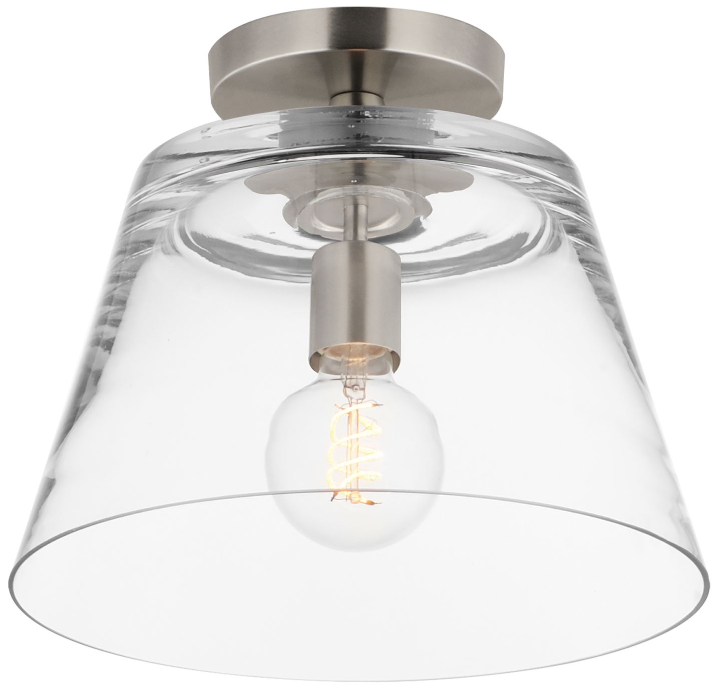 Image 2 Maxim Hudson 12" Wide Clear/Satin Nickel 1-Light Semi-Flush Mount/Pendant
