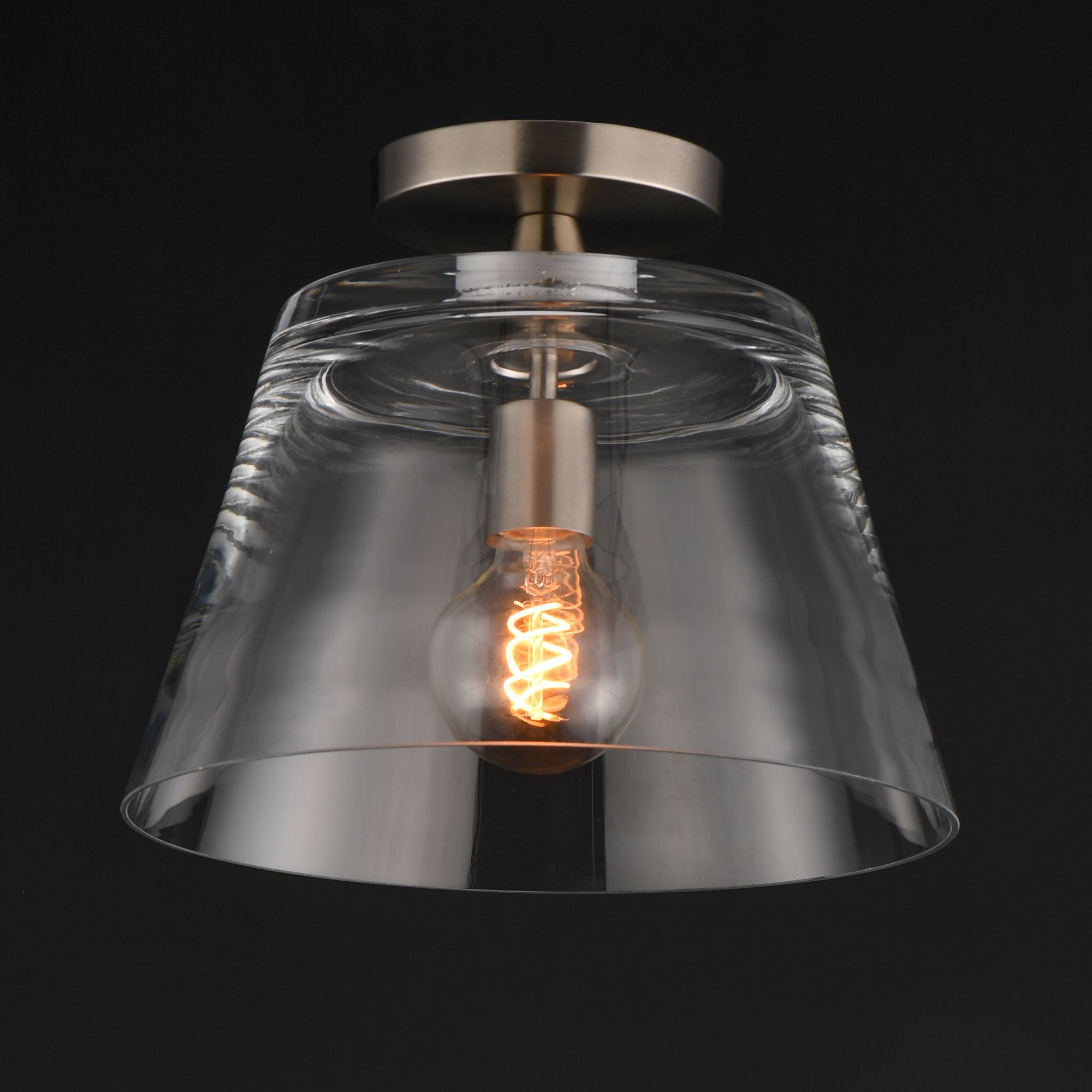 Image 4 Maxim Hudson 12" Wide Clear/Satin Nickel 1-Light Semi-Flush Mount/Pendant more views