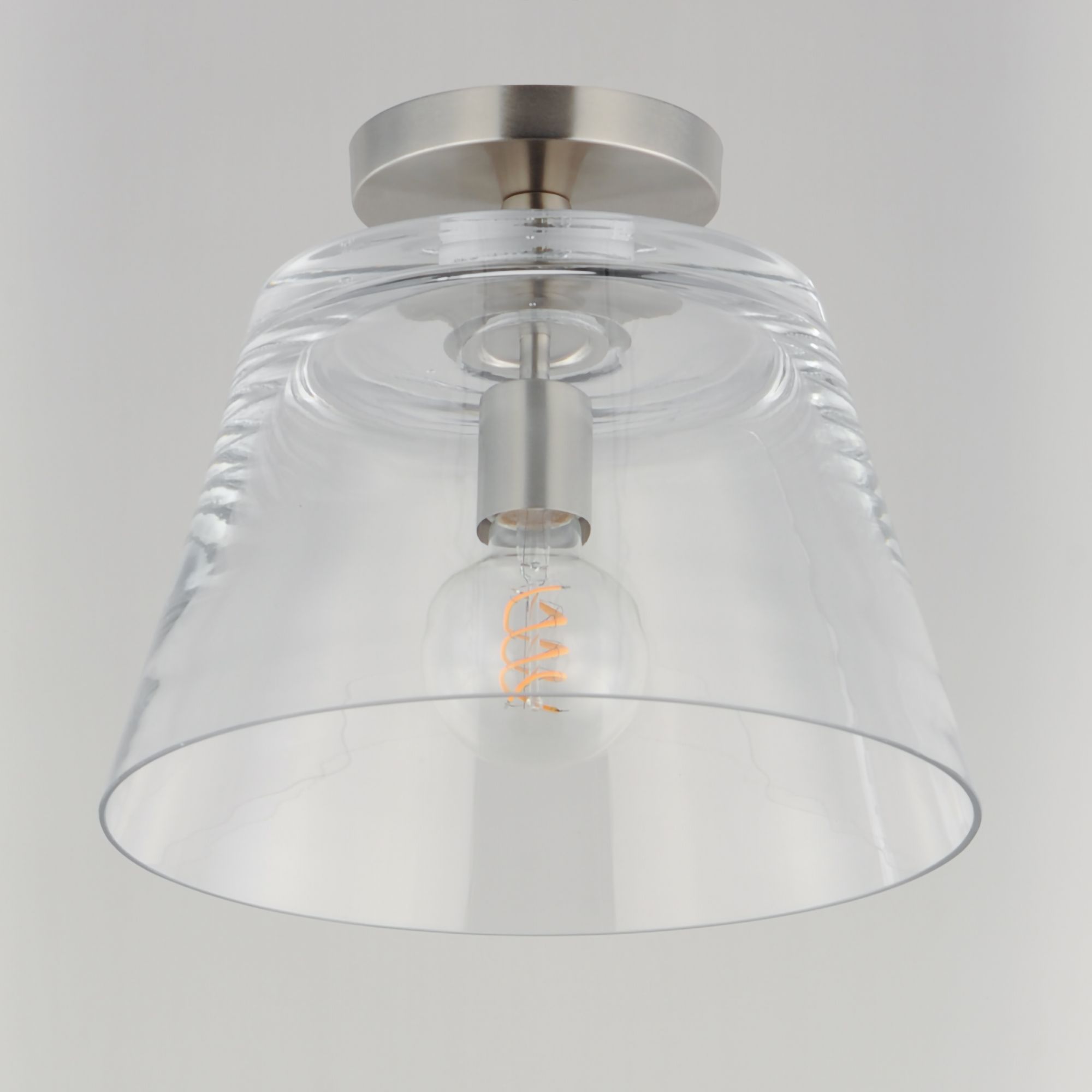 Image 5 Maxim Hudson 12" Wide Clear/Satin Nickel 1-Light Semi-Flush Mount/Pendant more views