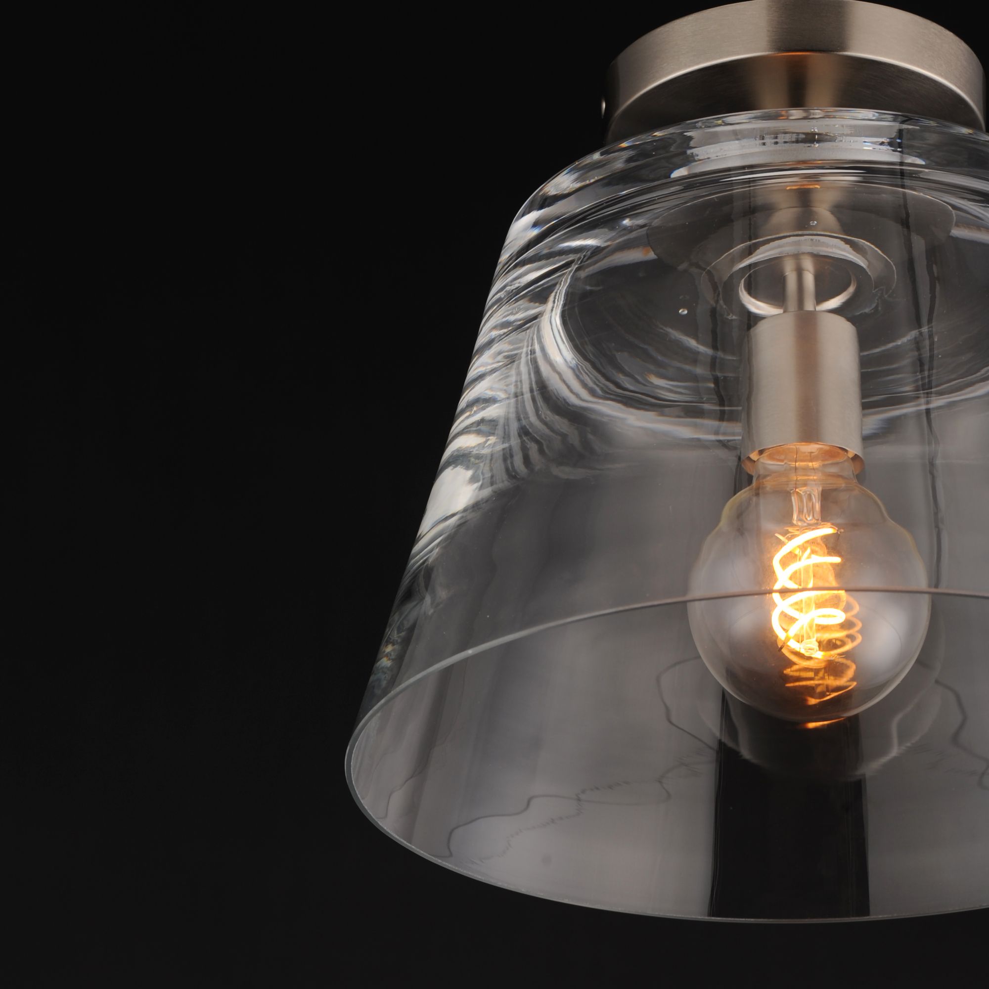 Image 6 Maxim Hudson 12" Wide Clear/Satin Nickel 1-Light Semi-Flush Mount/Pendant more views