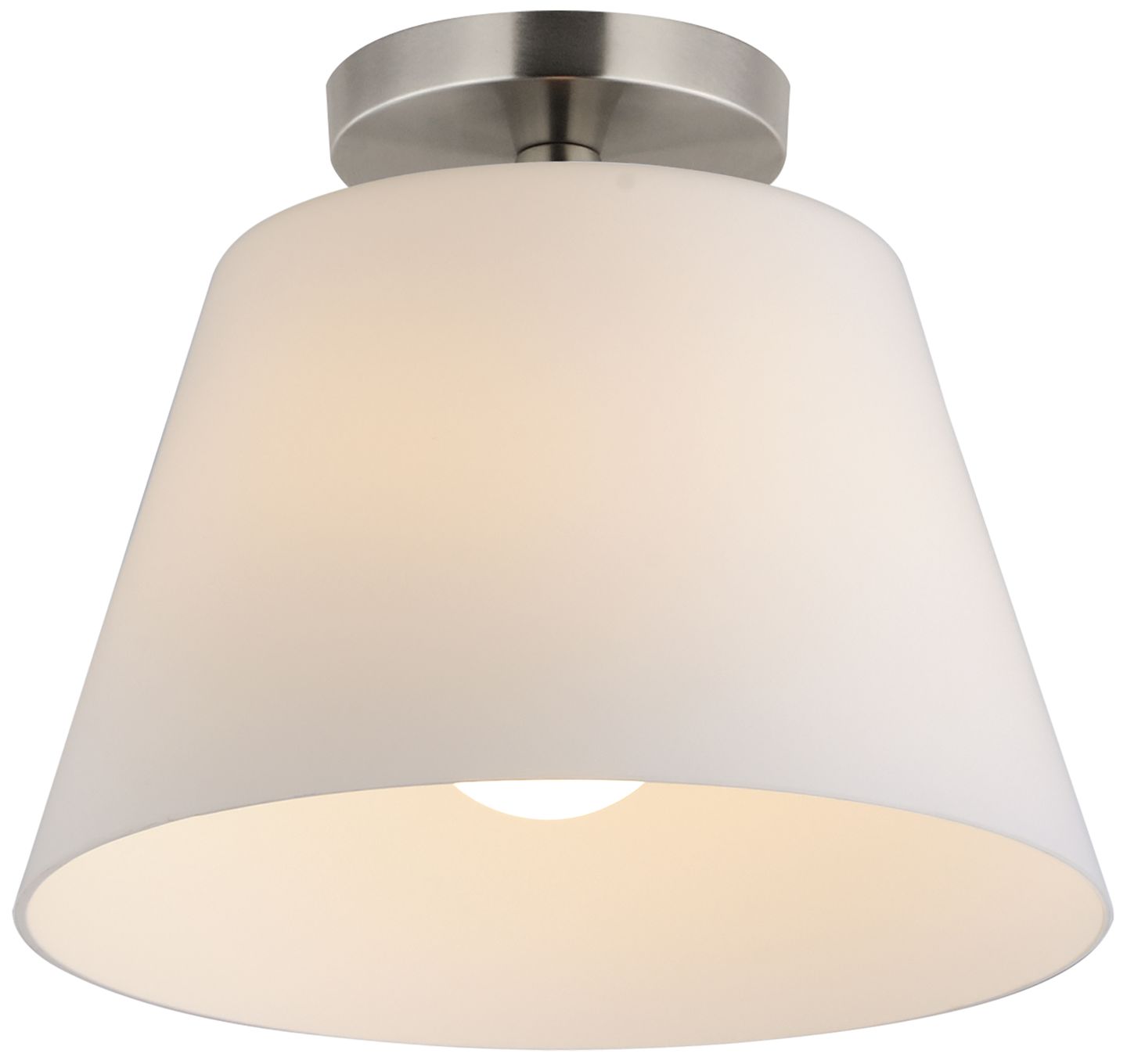 Maxim Hudson 12" Wide White/Satin Nickel 1-Light Semi-Flush Mount/Pendant