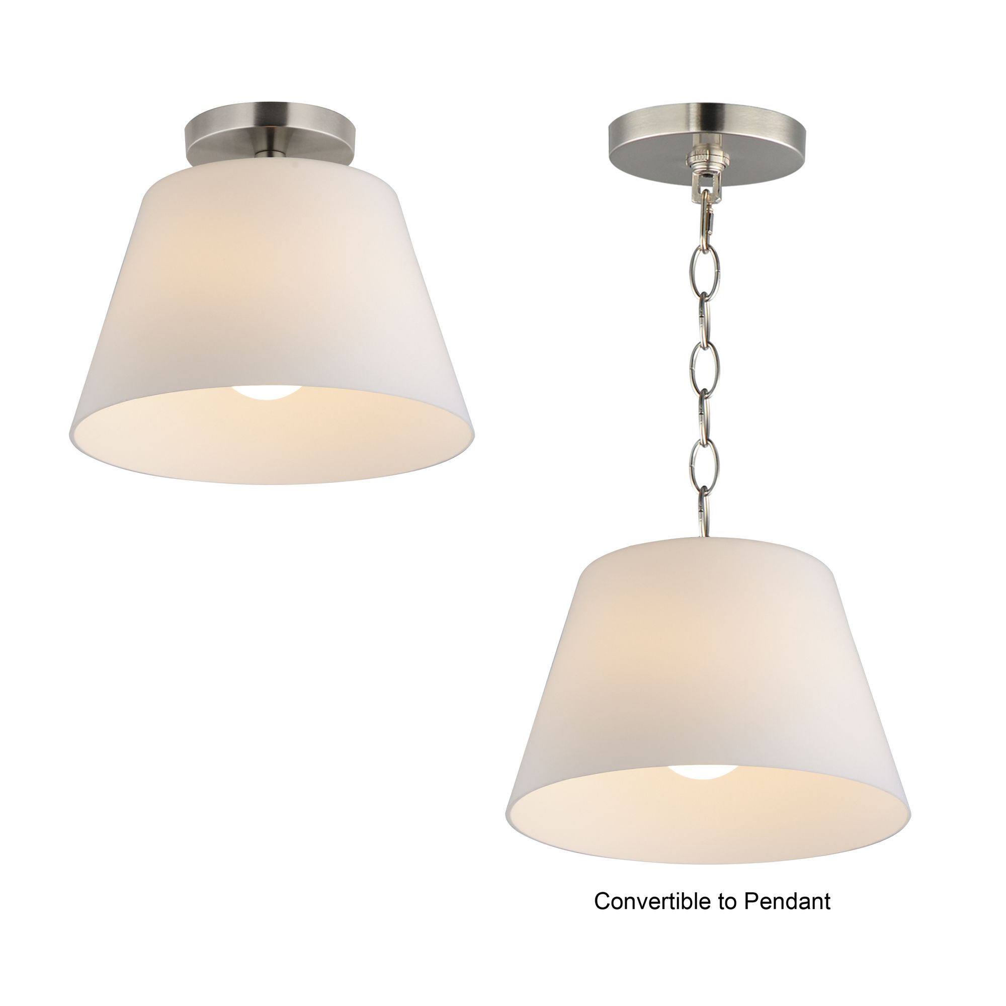 Image 3 Maxim Hudson 12" Wide White/Satin Nickel 1-Light Semi-Flush Mount/Pendant more views