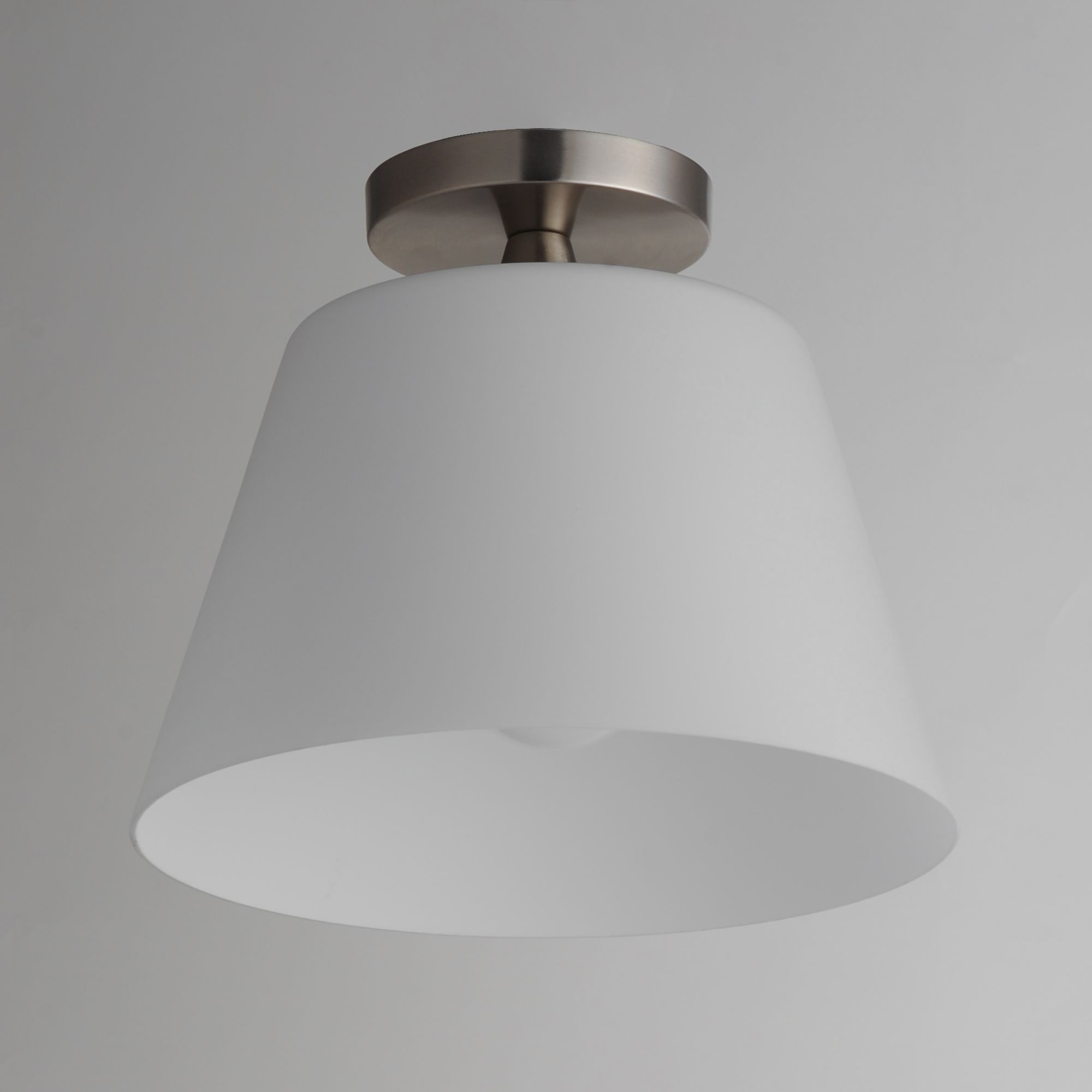 Image 4 Maxim Hudson 12" Wide White/Satin Nickel 1-Light Semi-Flush Mount/Pendant more views