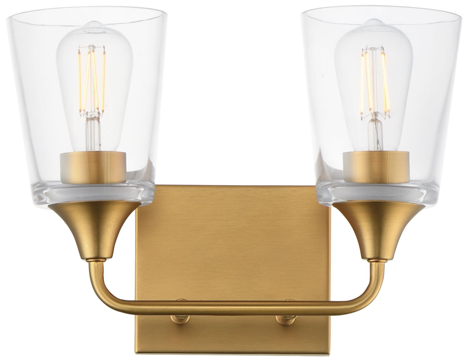 Maxim Hudson 13" Wide Clear/Natural Aged Brass 2-Light Bath Vanity