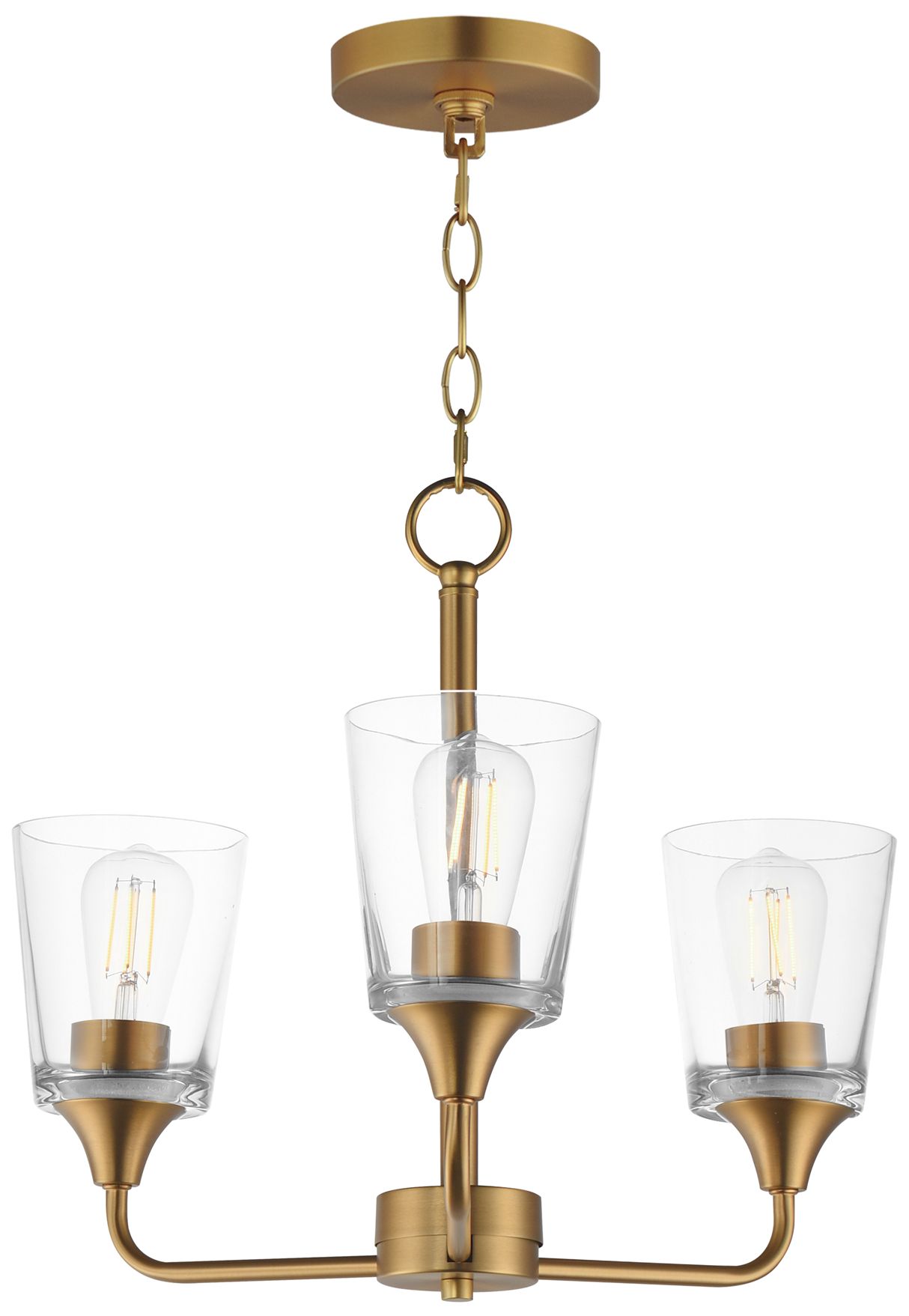 Thumbnail2 of Maxim Hudson 19 3/4" Wide Clear/Natural Aged Brass 3-Light Chandelier