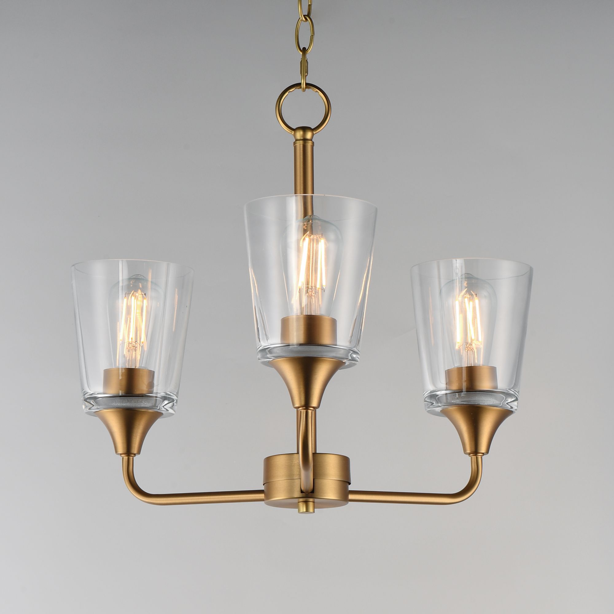 Thumbnail1 of Maxim Hudson 19 3/4" Wide Clear/Natural Aged Brass 3-Light Chandelier