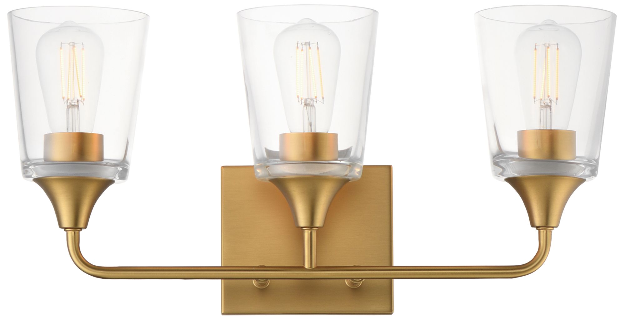 Maxim Hudson 20 1/2" Wide Clear/Natural Aged Brass 3-Light Bath Vanity