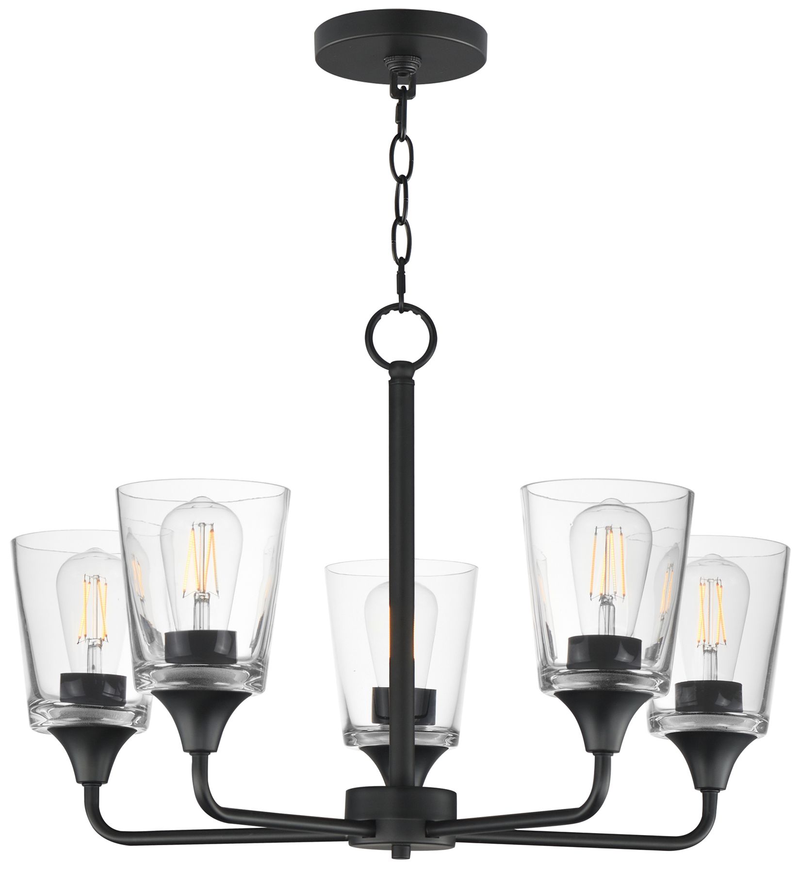 Maxim Hudson 24" Wide Clear/Black 5-Light Chandelier