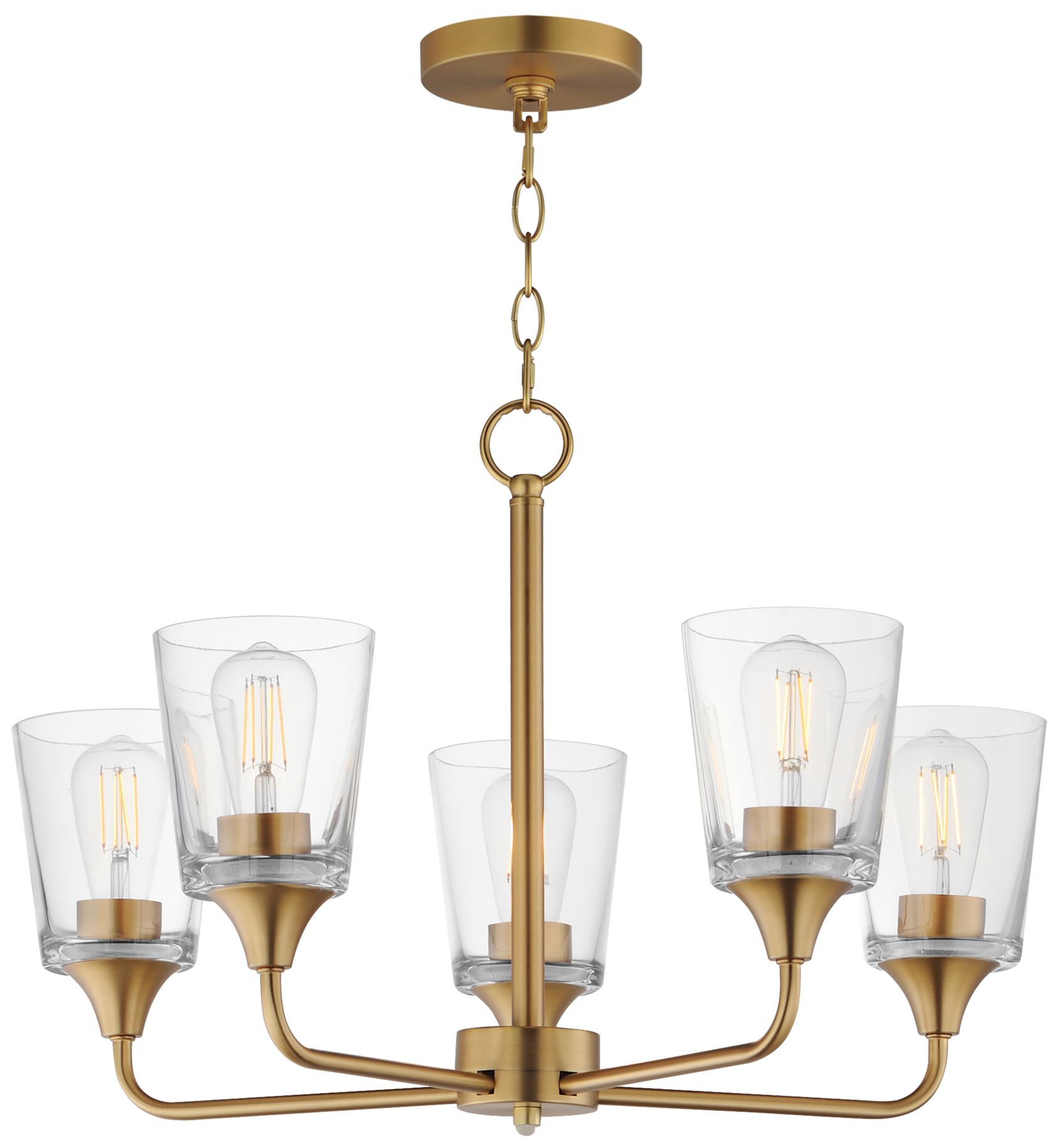 Image 2 Maxim Hudson 24" Wide Clear/Natural Aged Brass 5-Light Chandelier