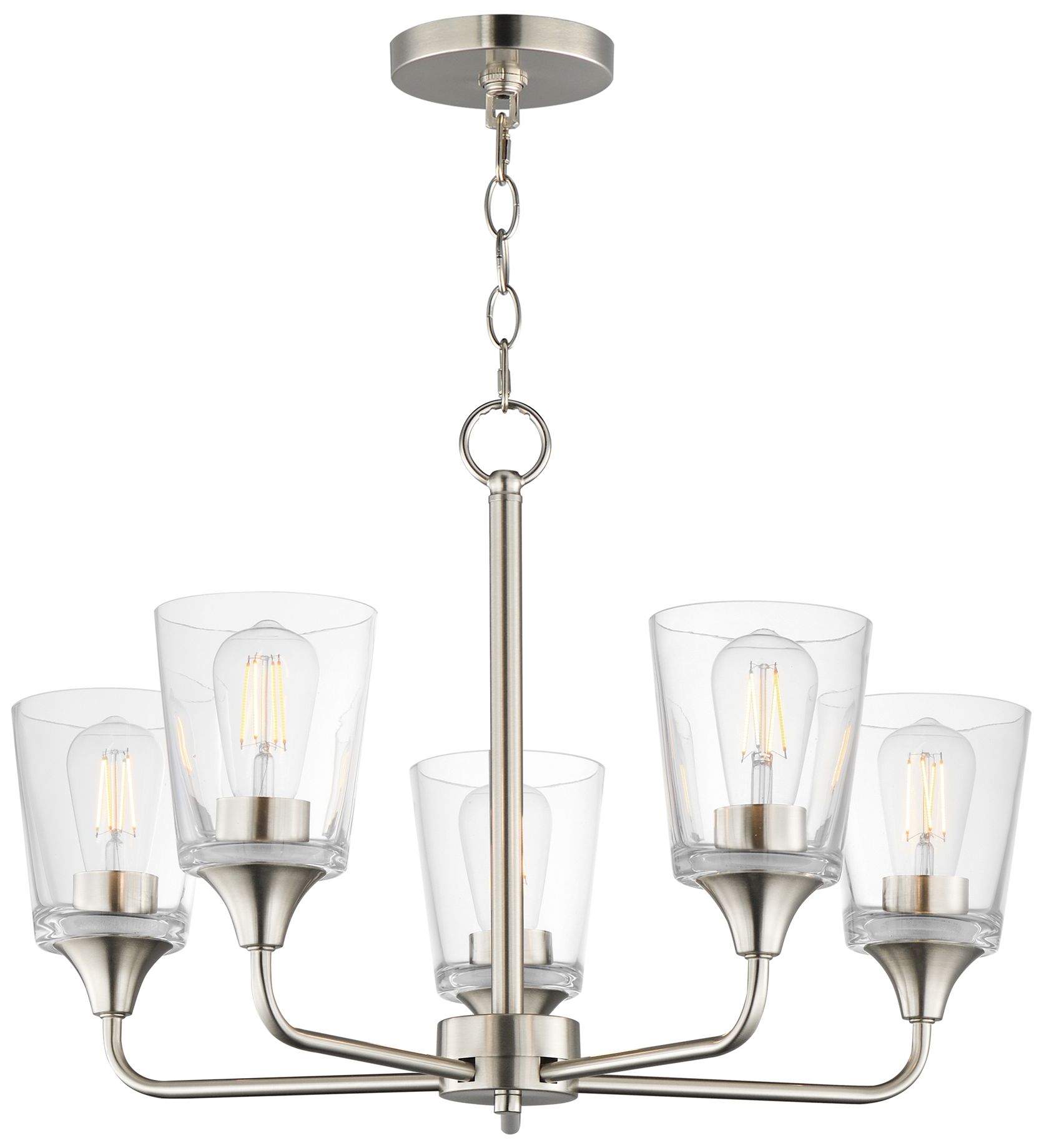 Image 2 Maxim Hudson 24" Wide Clear/Satin Nickel 5-Light Chandelier