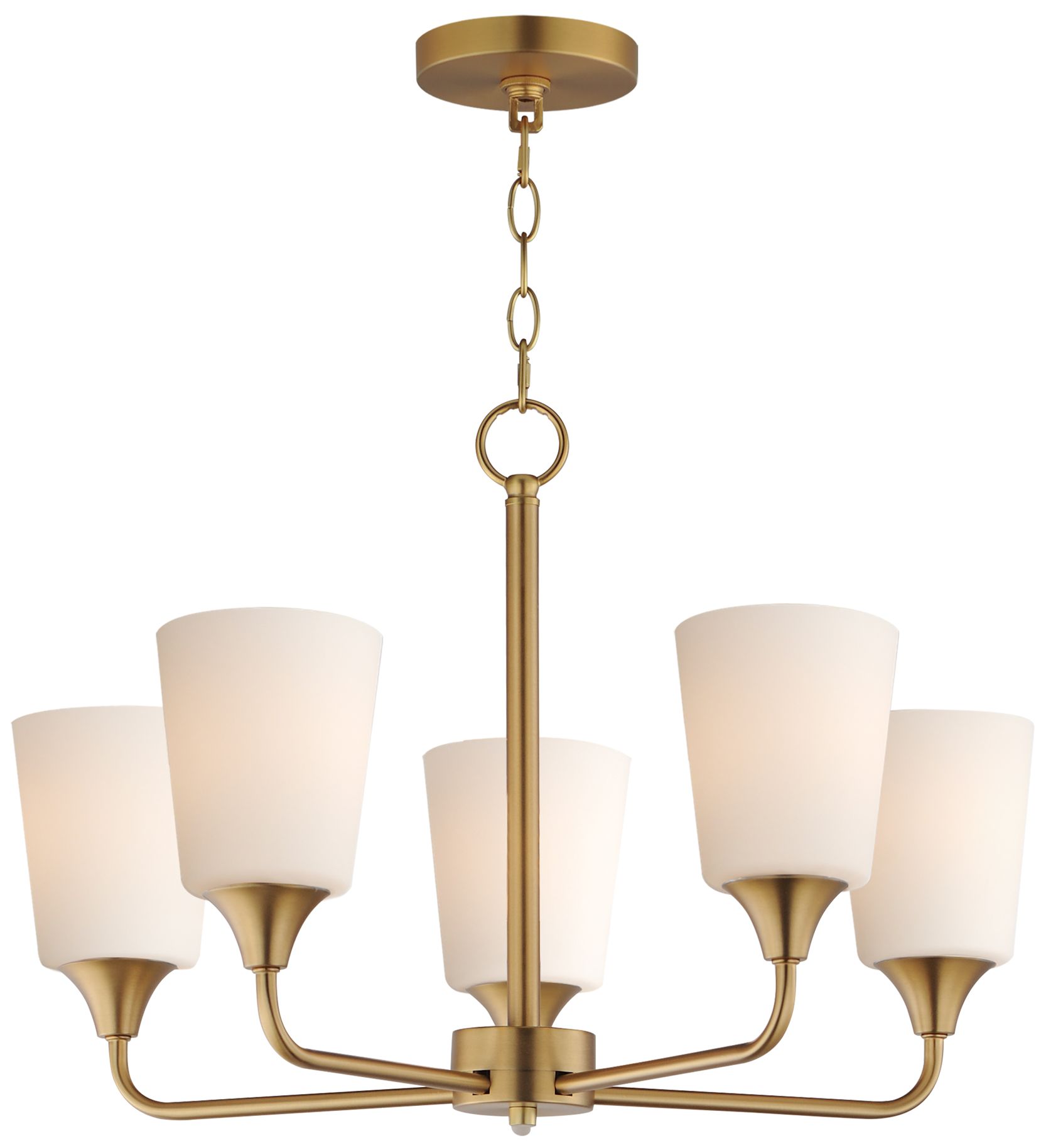 Maxim Hudson 24" Wide White/Natural Aged Brass 5-Light Chandelier
