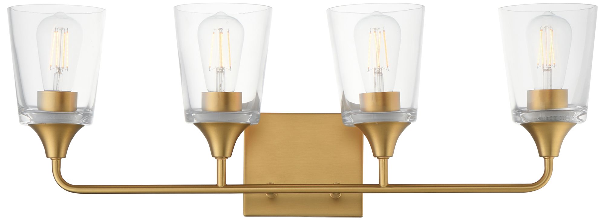 Maxim Hudson 28 1/4" Wide Clear/Natural Aged Brass 4-Light Bath Vanity