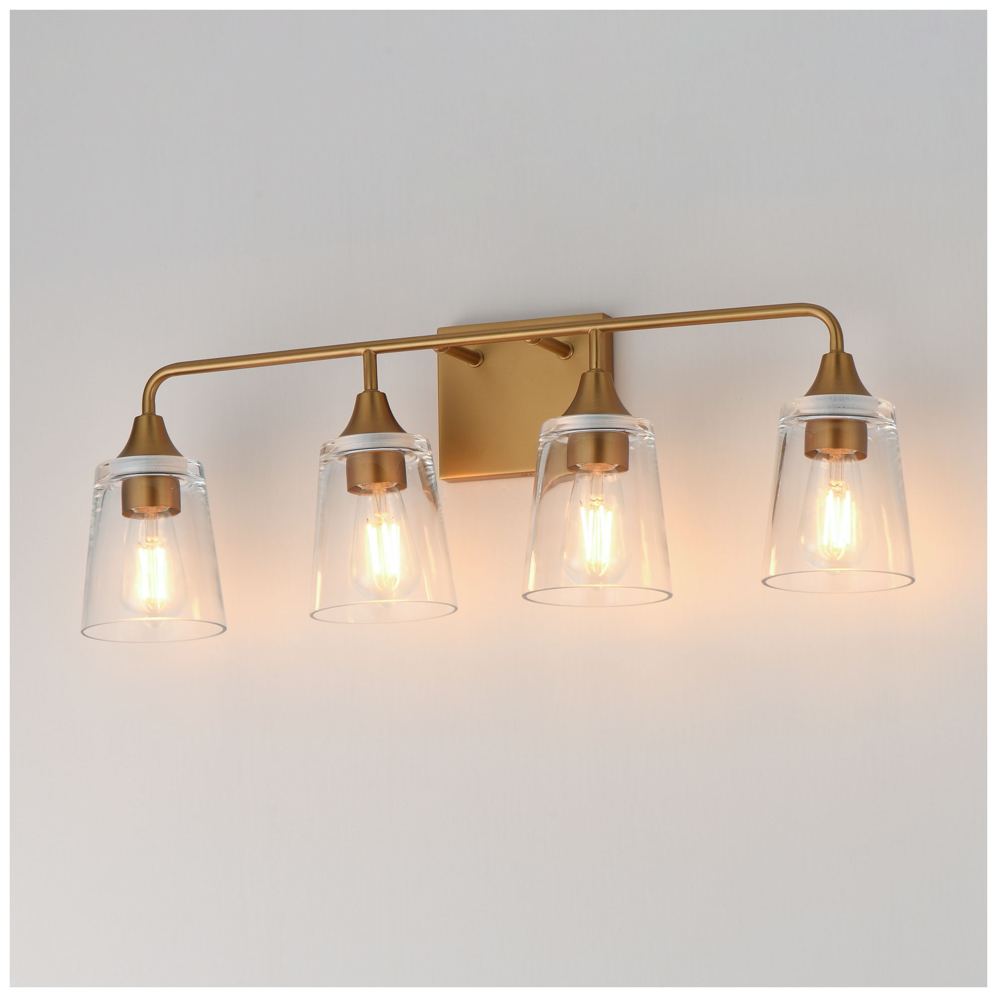Image 4 Maxim Hudson 28 1/4" Wide Clear/Natural Aged Brass 4-Light Bath Vanity more views