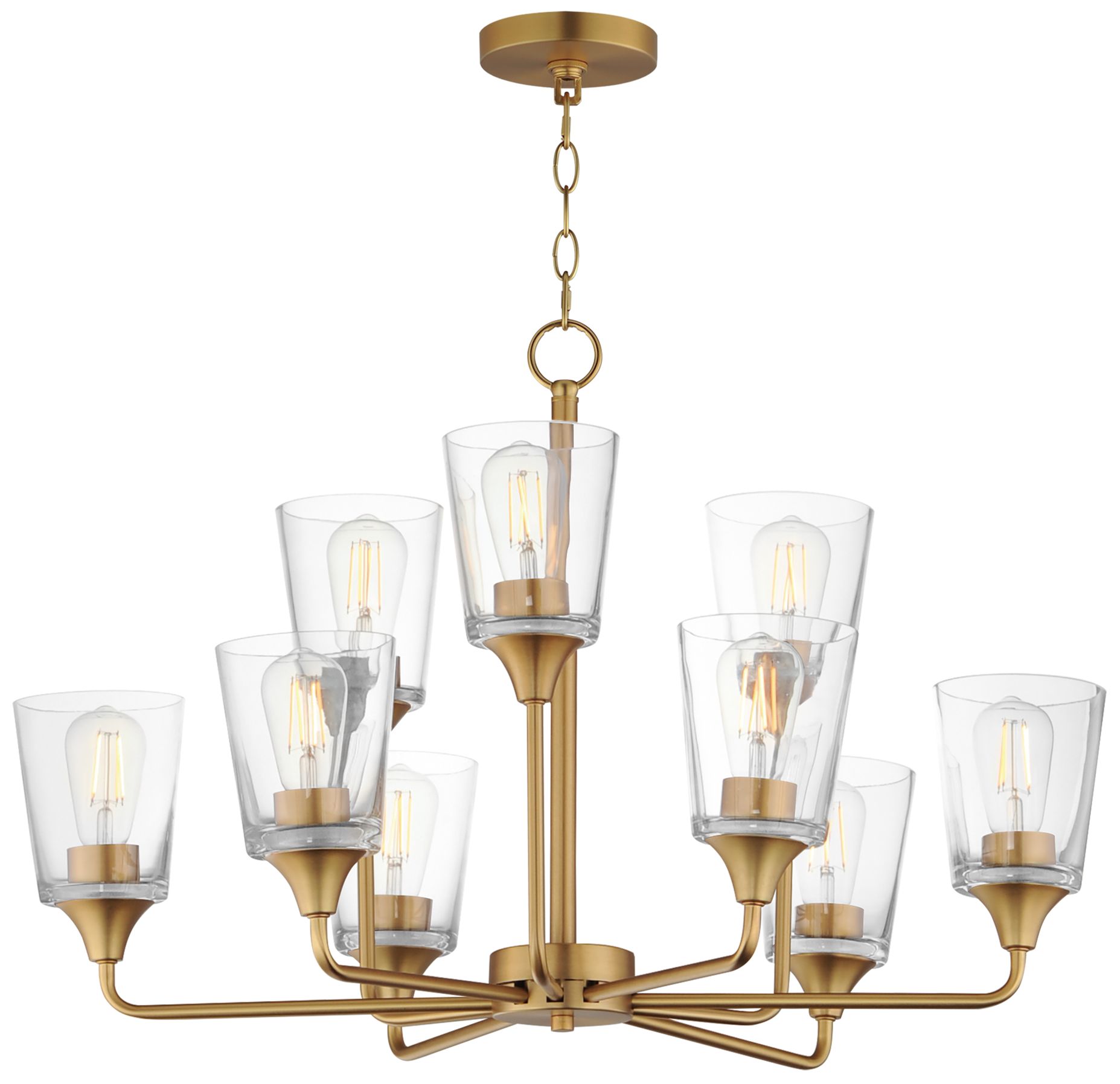 Thumbnail2 of Maxim Hudson 30" Wide Clear/Natural Aged Brass 9-Light Two-Tier Chandelier