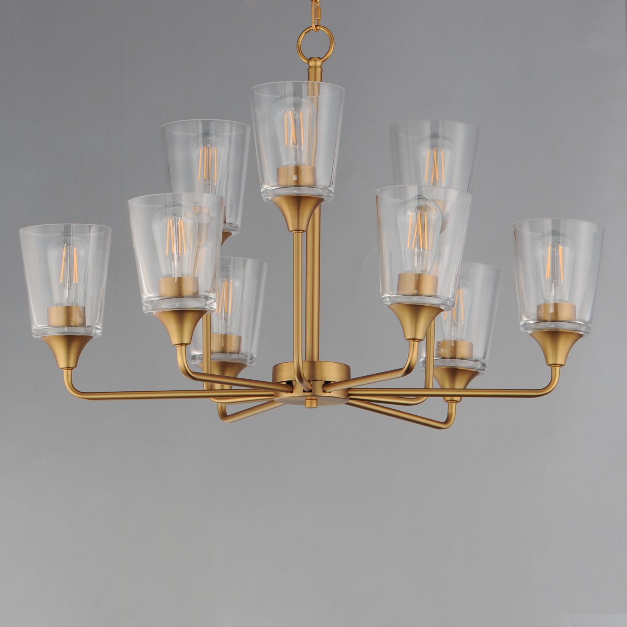Thumbnail3 of Maxim Hudson 30" Wide Clear/Natural Aged Brass 9-Light Two-Tier Chandelier more views
