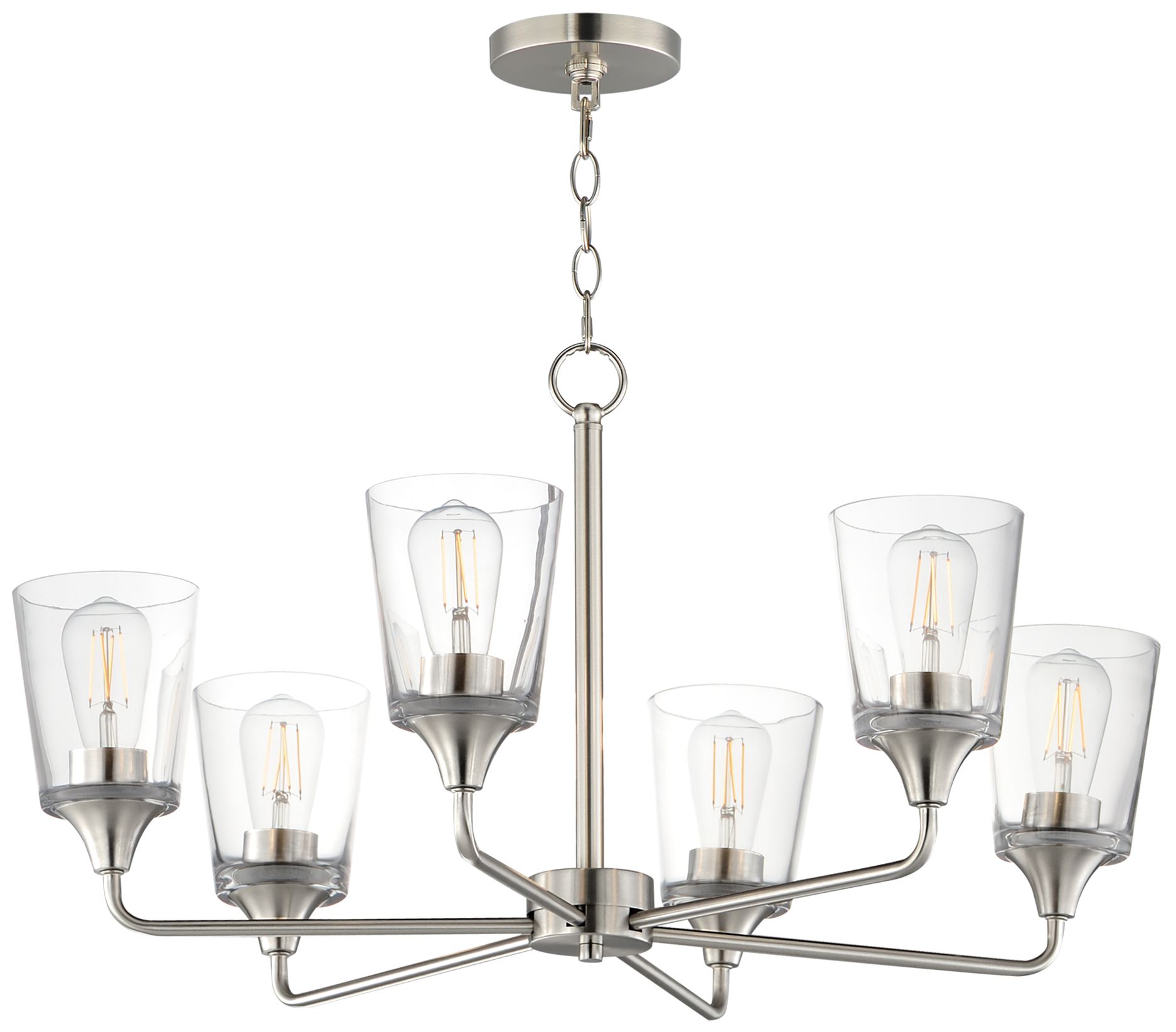 Image 2 Maxim Hudson 30" Wide Clear/Satin Nickel 6-Light Chandelier