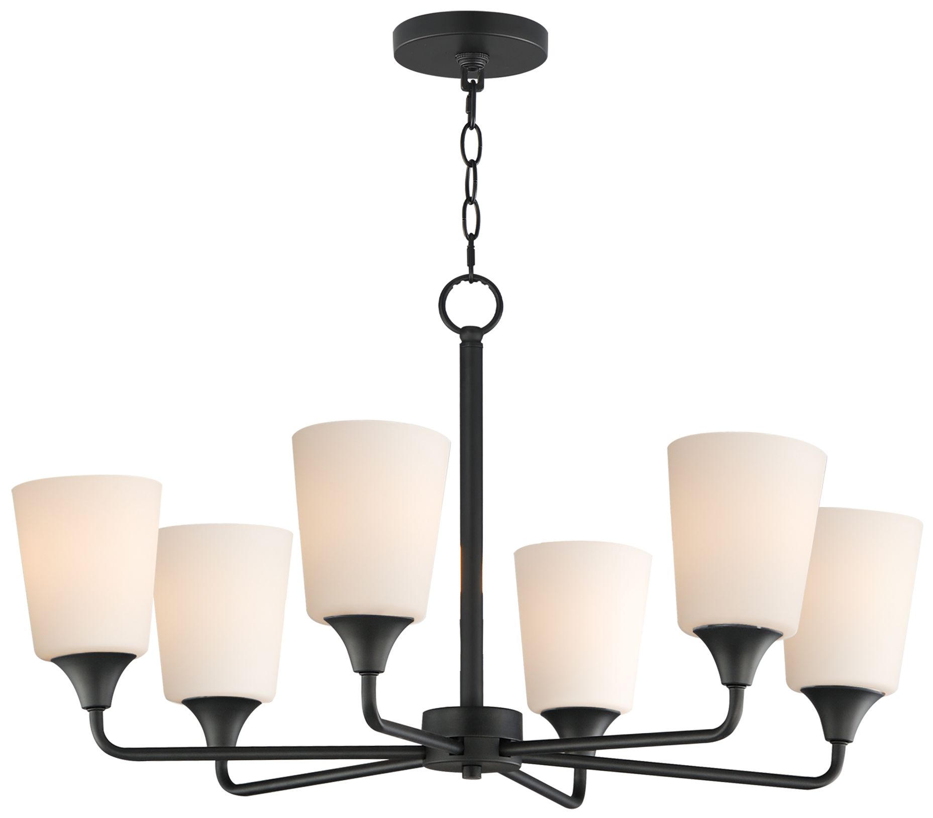 Maxim Hudson 30" Wide White/Black 6-Light Chandelier