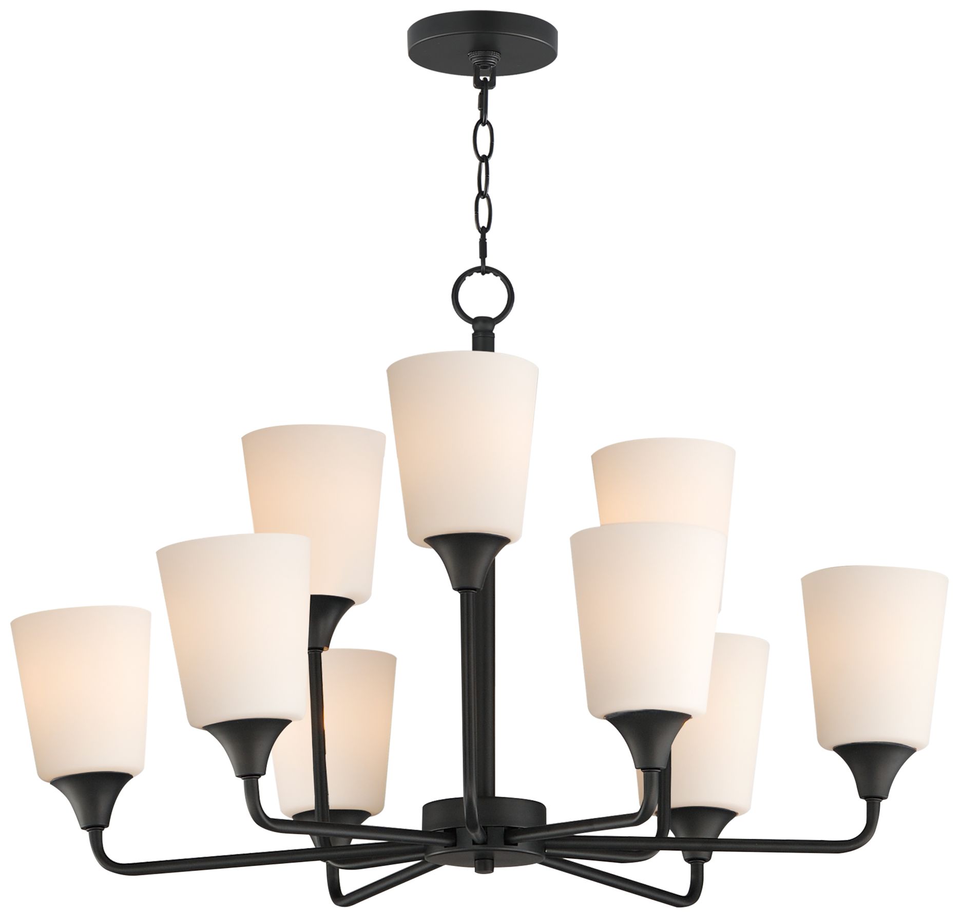 Maxim Hudson 30" Wide White/Black 9-Light Chandelier