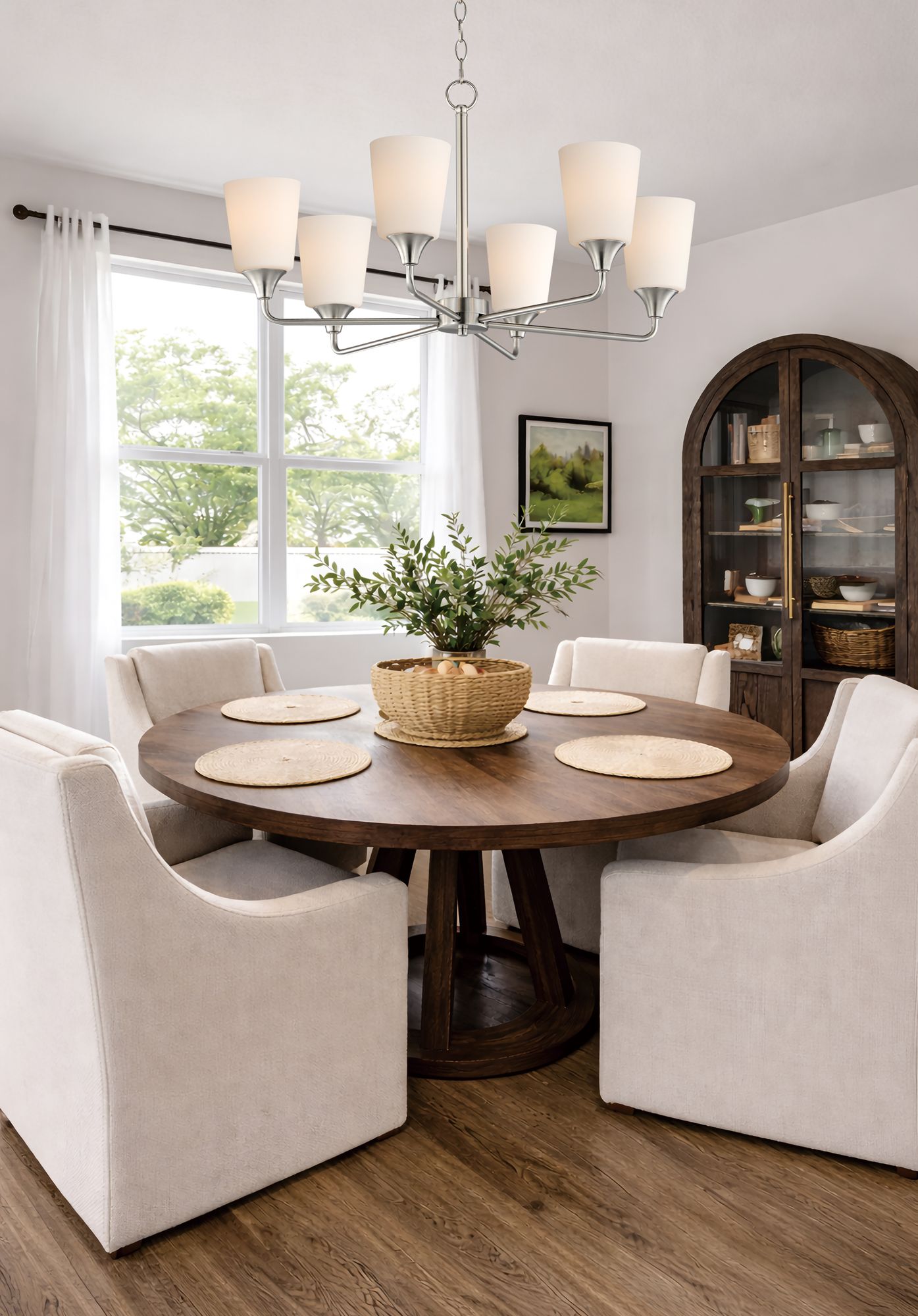 Image 6 Maxim Hudson 30" Wide White/Satin Nickel 6-Light Chandelier more views