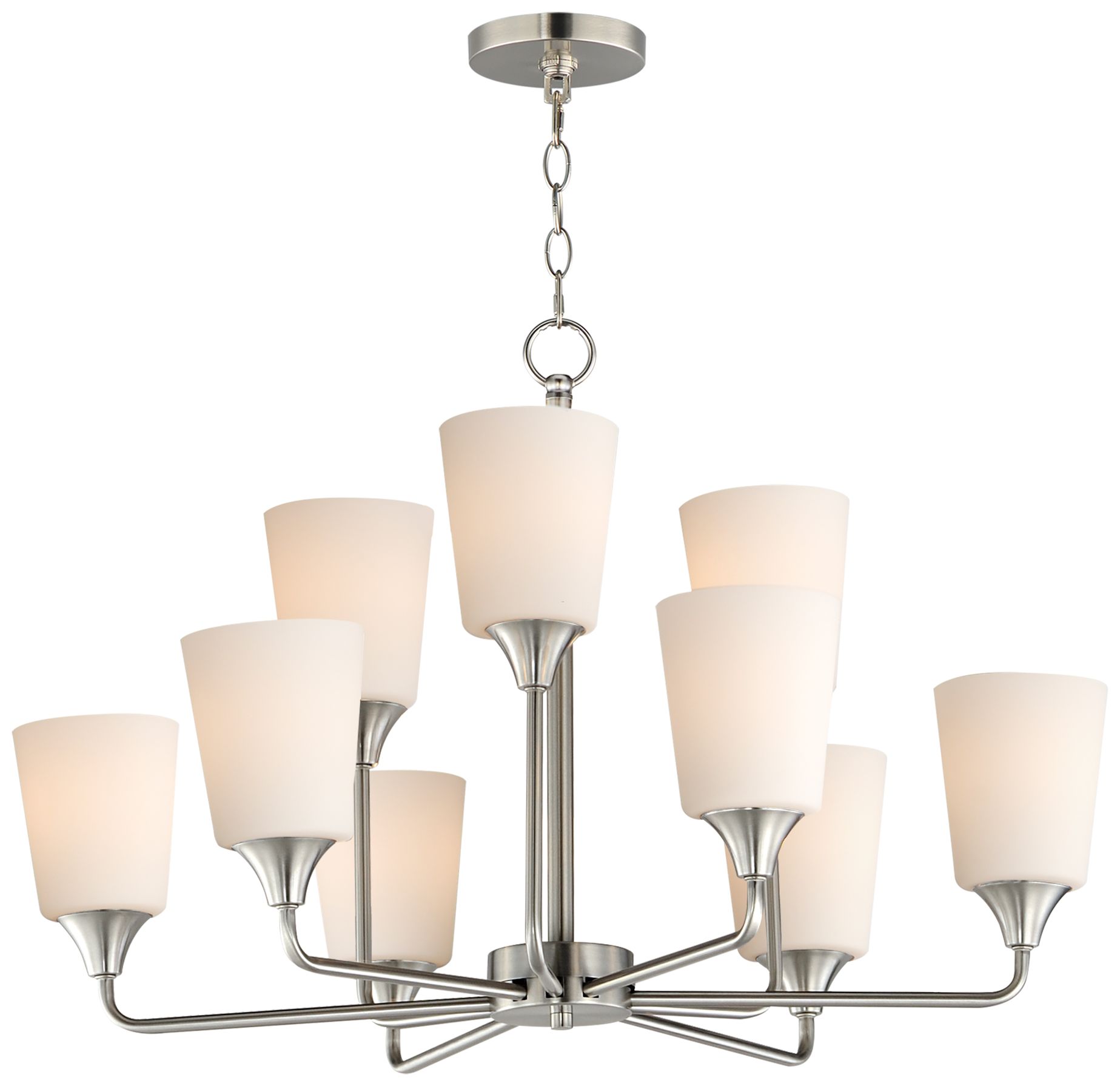 Maxim Hudson 30" Wide White/Satin Nickel 9-Light Chandelier