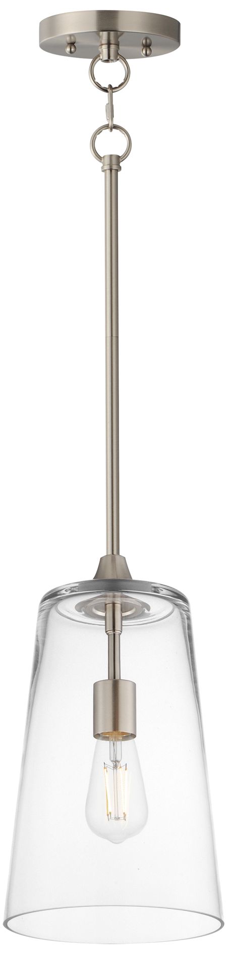 Maxim Hudson 7 3/4" Wide Clear/Satin Nickel Single Pendant