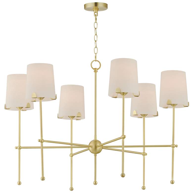 Image 2 Maxim Huntington 34" Wide 6-Light Brass Contemporary Shade Chandelier