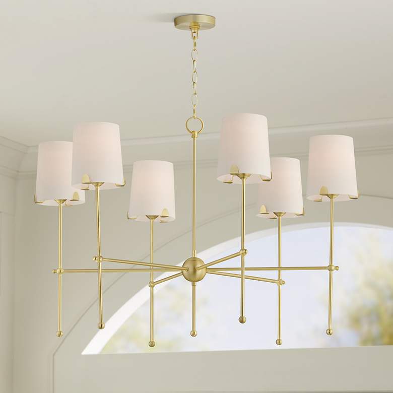 Image 1 Maxim Huntington 34" Wide 6-Light Brass Contemporary Shade Chandelier