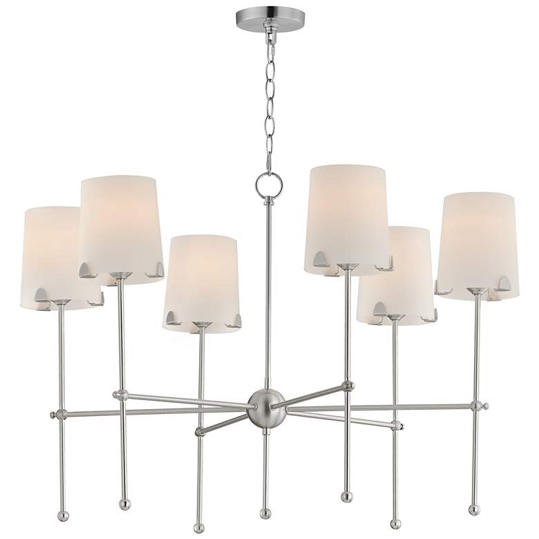 Image 1 Maxim Huntington 34" Wide Satin Nickel 6-Light Chandelier