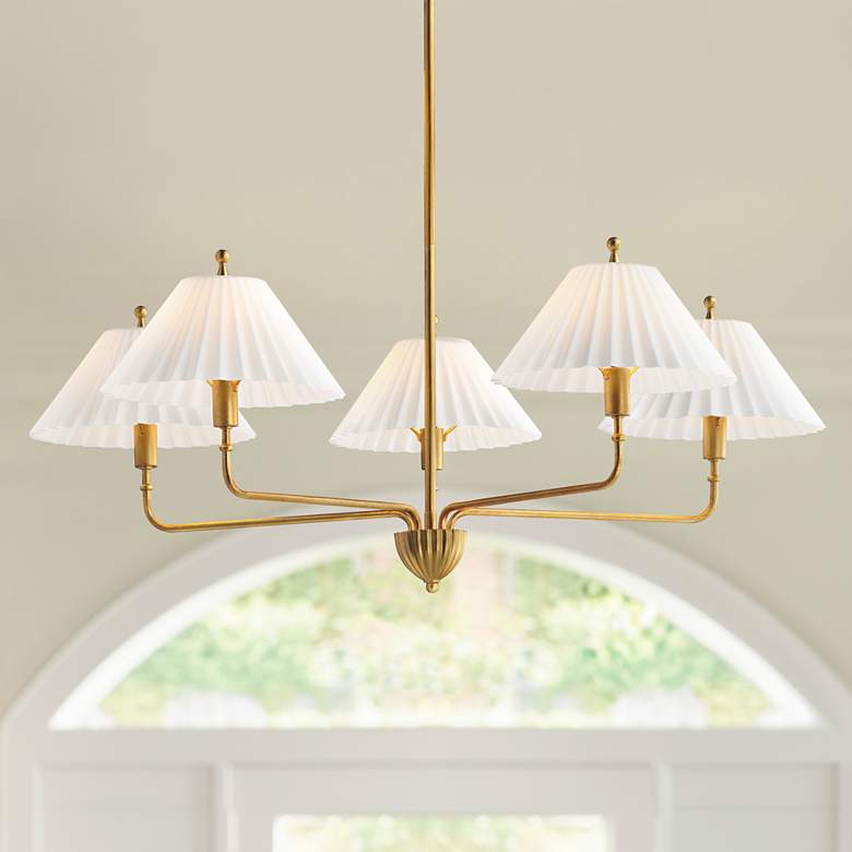 Image 1 Maxim Kismet 37 1/4" Wide Gold Leaf 5-Light Chandelier