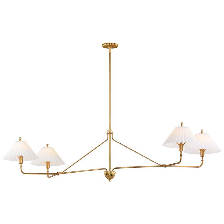 Image 1 Maxim Kismet 60 1/4" Wide Gold Leaf 4-Light Linear Pendant