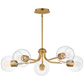 Image1 of Maxim Knox 30" Wide 5-Light Gold and Globe Glass Chandelier