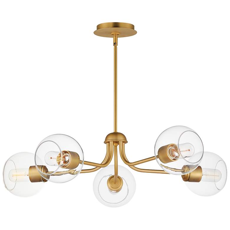 Image 1 Maxim Knox 30" Wide 5-Light Gold and Globe Glass Chandelier