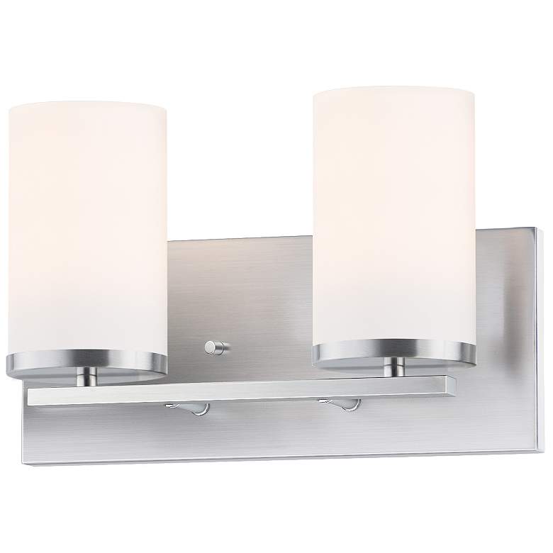 Image 1 Maxim Lateral 12" Wide 2-Light Satin Nickel White Glass Bath Light