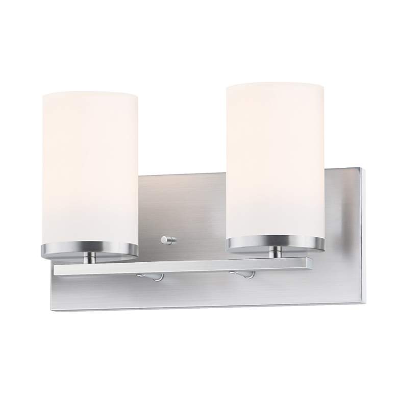 Image 2 Maxim Lateral 12" Wide 2-Light Satin Nickel White Glass Bath Light more views