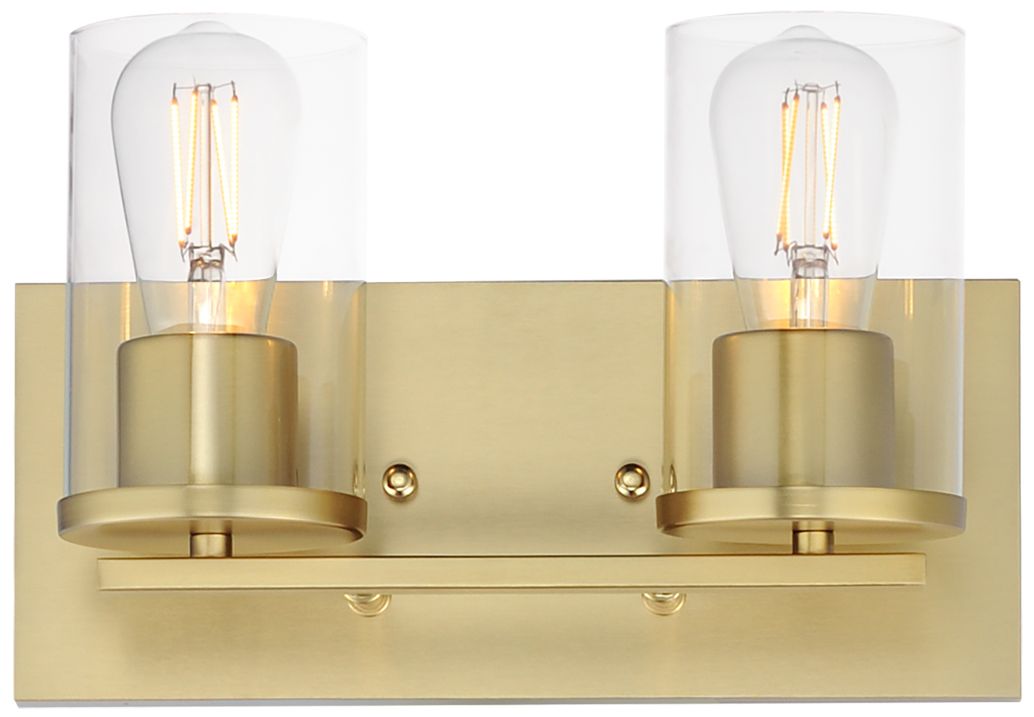 Image 2 Maxim Lateral 12" Wide Clear/Satin Brass 2-Light Bath Vanity