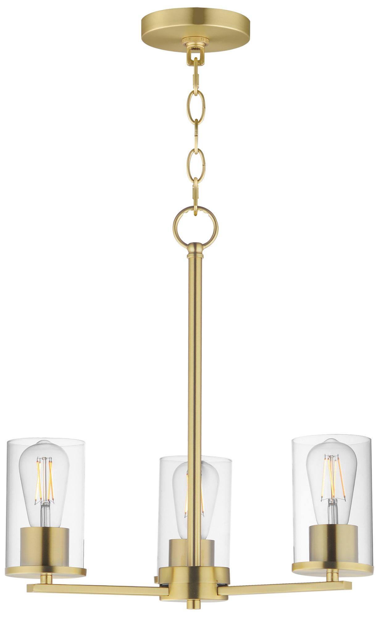 Maxim Lateral 18" Wide Clear/Satin Brass 3-Light Chandelier