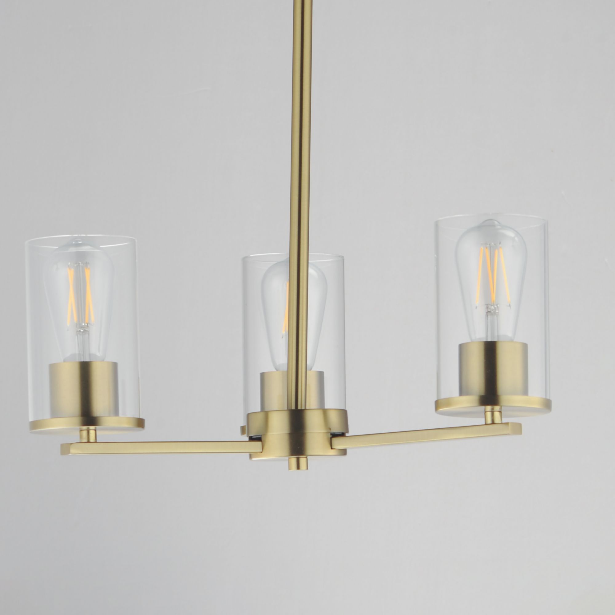 Thumbnail3 of Maxim Lateral 18" Wide Clear/Satin Brass 3-Light Chandelier more views