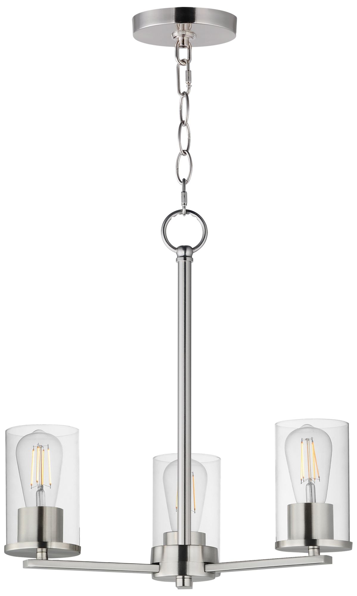 Maxim Lateral 18" Wide Clear/Satin Nickel 3-Light Chandelier