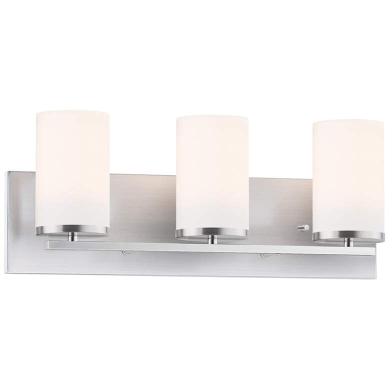 Image 1 Maxim Lateral 24" Wide 3-Light Satin Nickel White Glass Bath Light